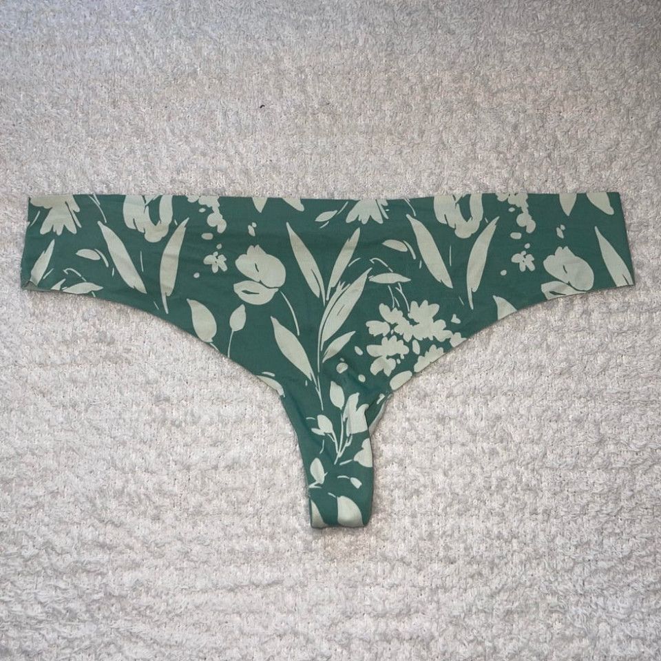 Green Floral Seamless Thong