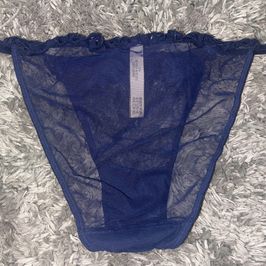 Blue Sheer Ruffle Side Strap Panty