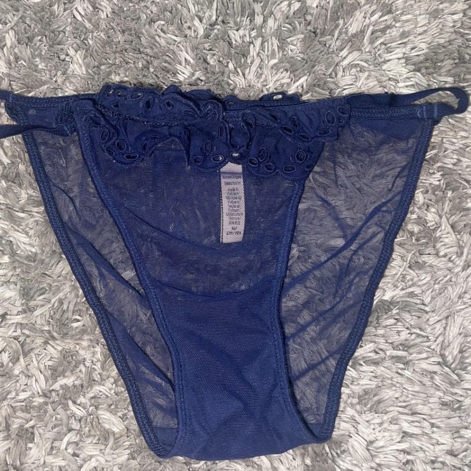Blue Sheer Ruffle Side Strap Panty