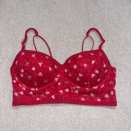 Red Hearts Push Up Bra