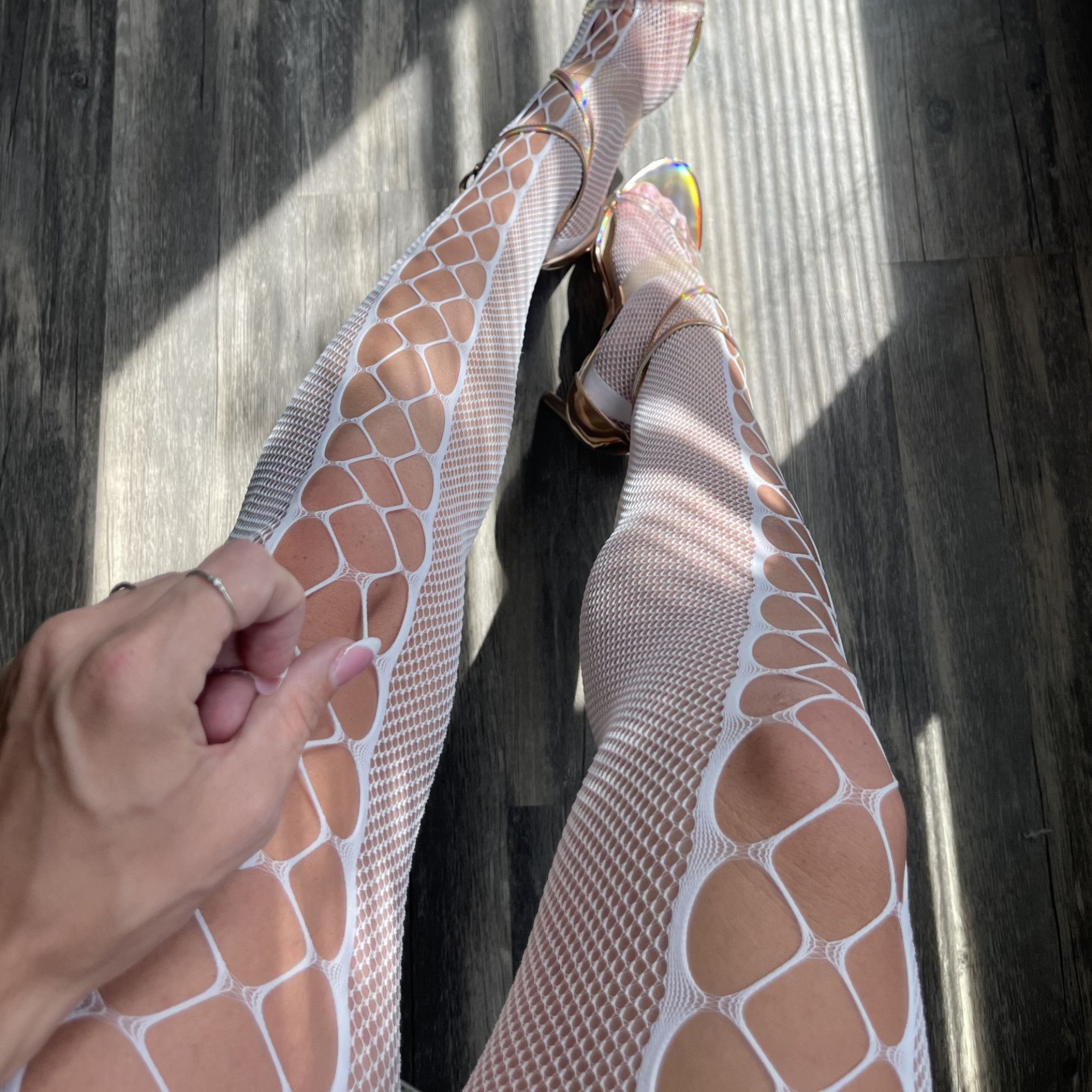 White CrissCross Fishnet Bodysuit