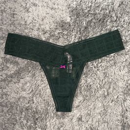 Green Plaid Bow Thong