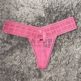 Pink Plaid Bow Thong