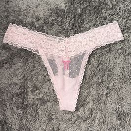 Pink Bow Lace Thong