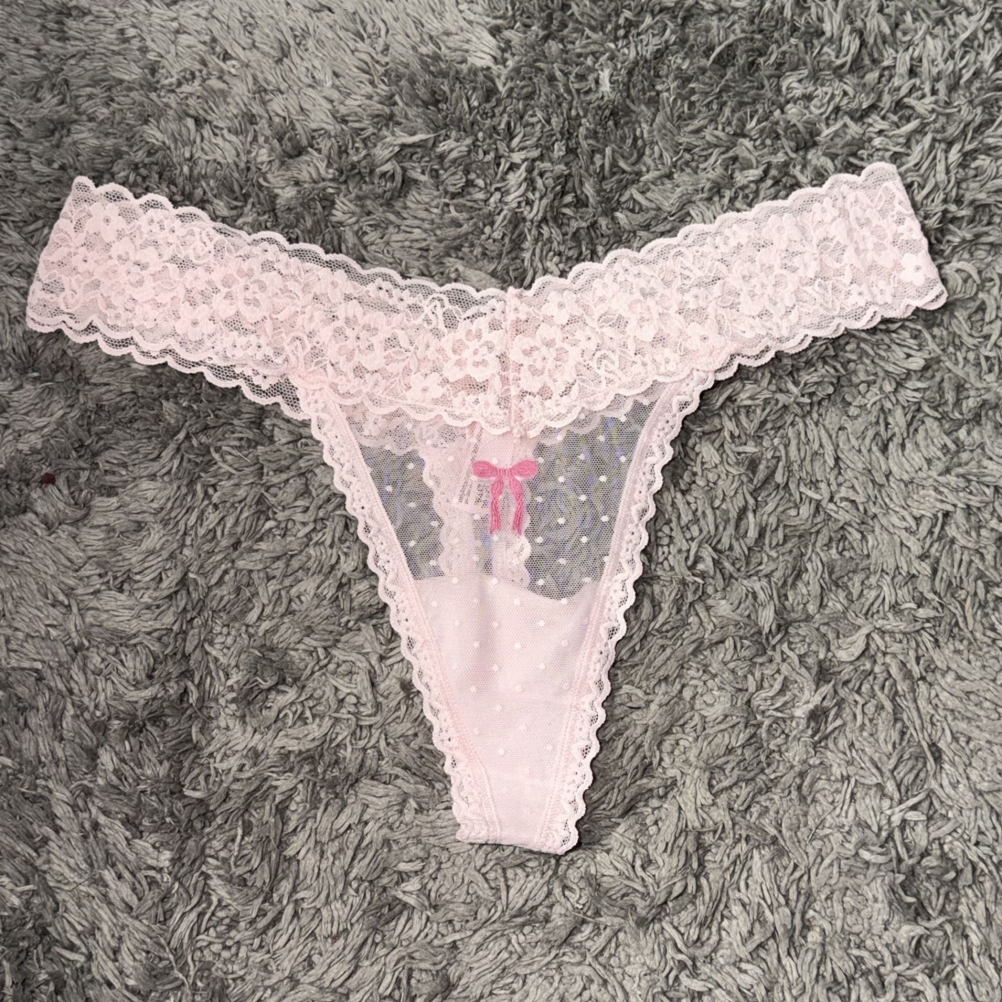Pink Bow Lace Thong