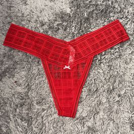 Red Plaid Bow Thong
