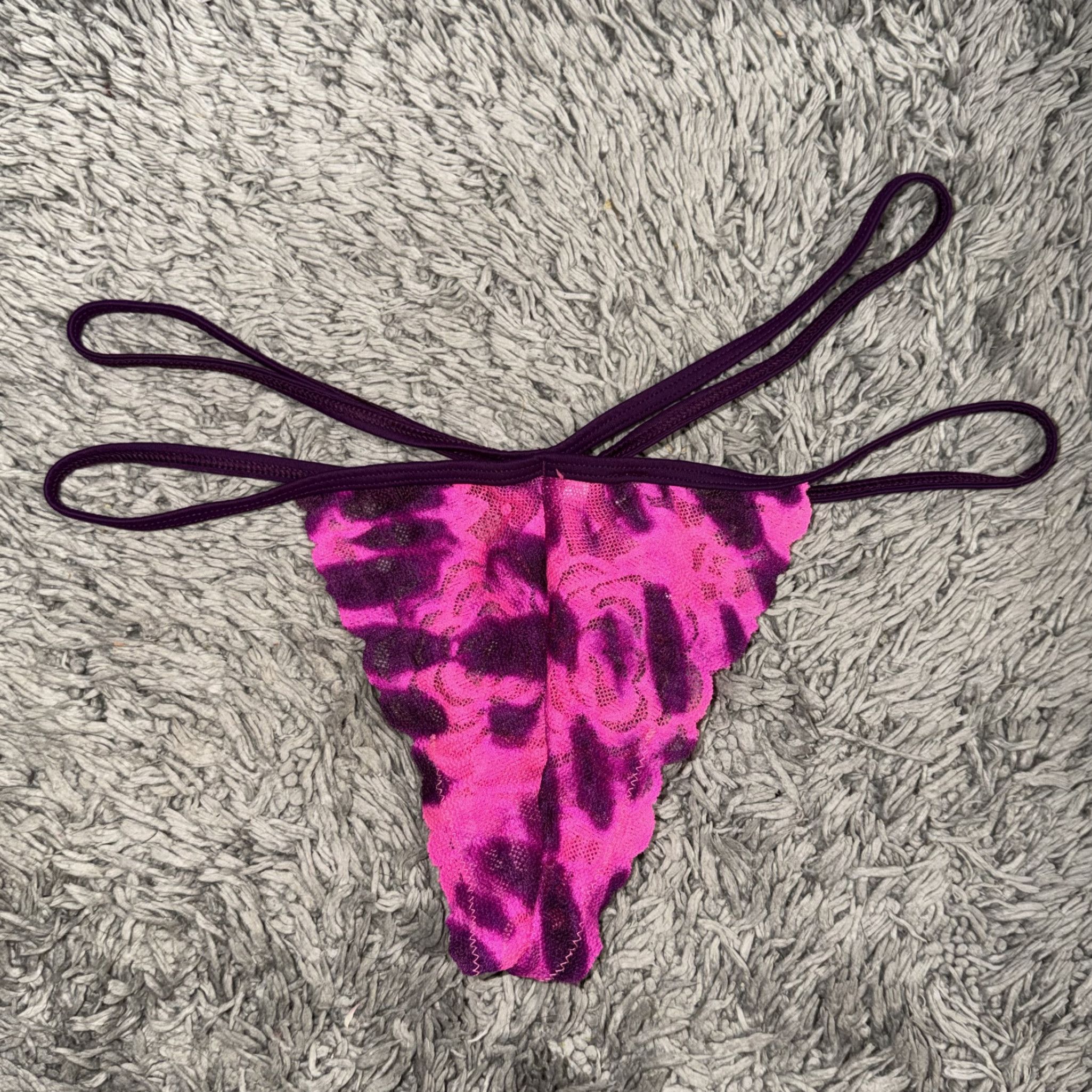 SALE Pink Dye Lace Strappy Thong