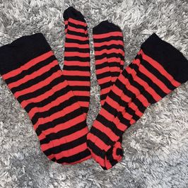 Red Black Thigh Highs