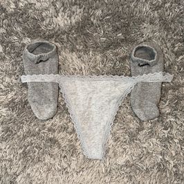 Gray Thong and Nike Socks Set