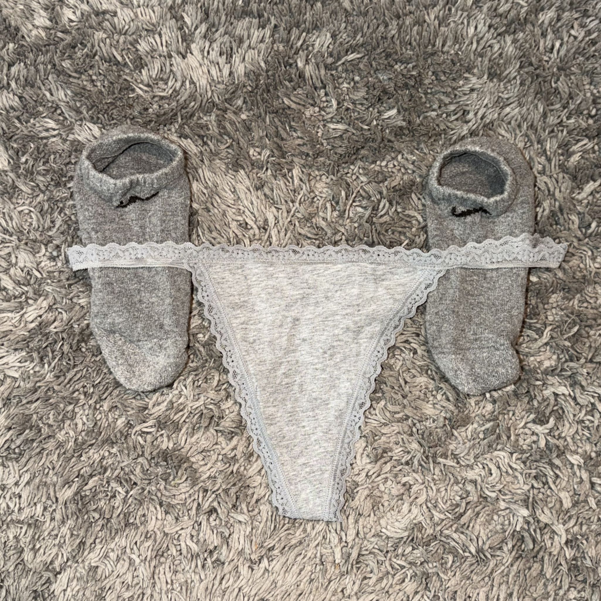 Gray Thong and Nike Socks Set