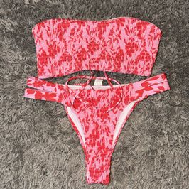 Pink Smocked Bikini Set