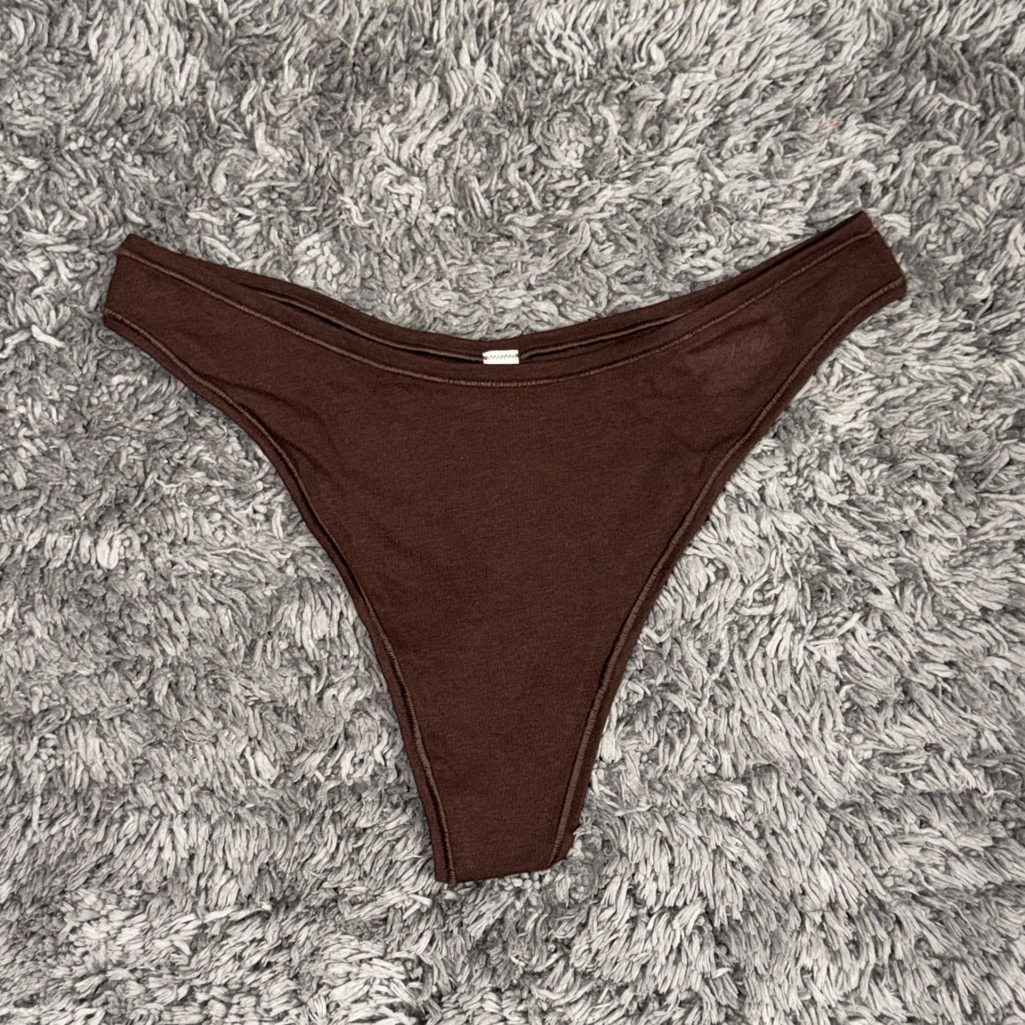 Brown Cotton Thong