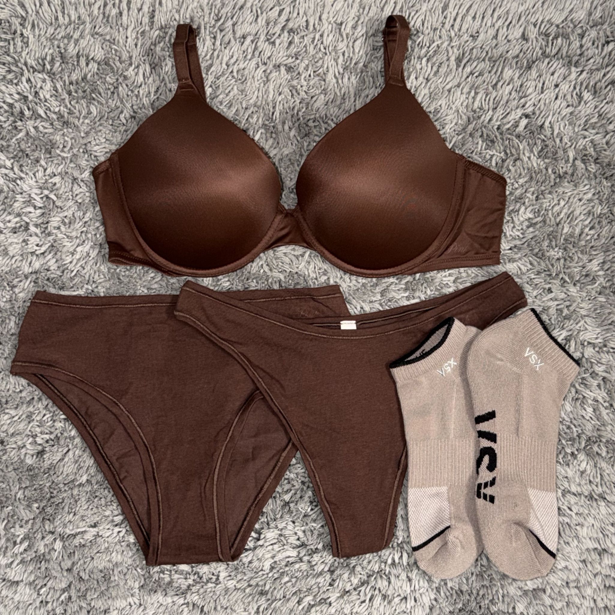 Brown Bra Panties Sock Set