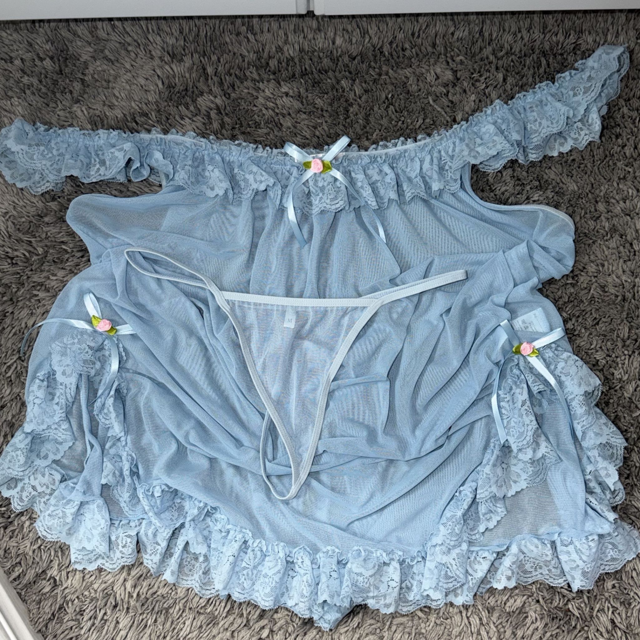 Blue Rose Gown w GString