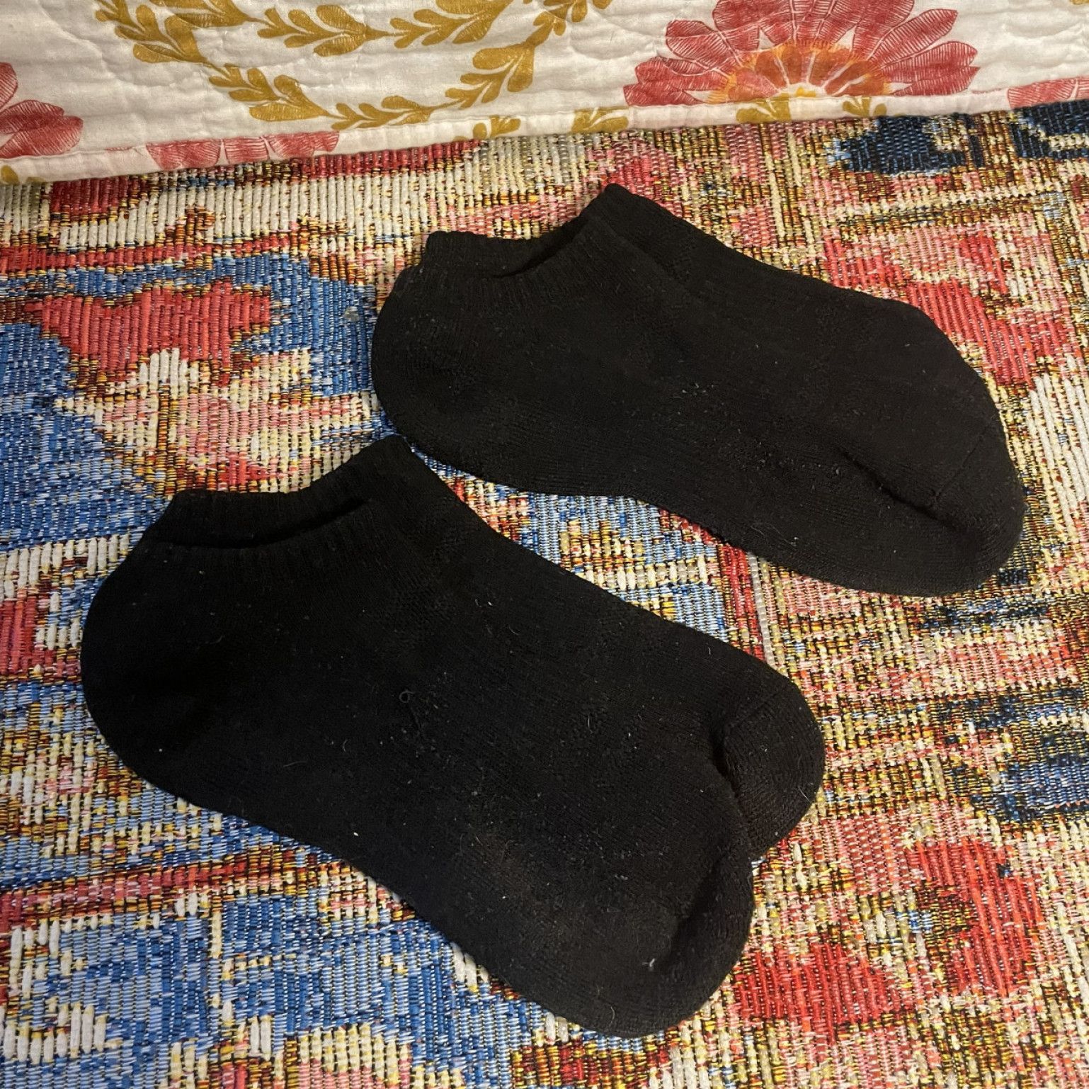Bundle  2 Pairs of Worn Black Athletic Ankle Socks 1 Day