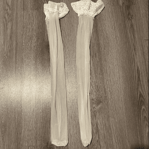 white hold up stockings
