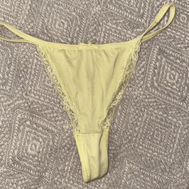 worn yellow lace trim gstring