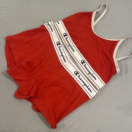 Matching Red Champion Sports Bra and Booty Shorts