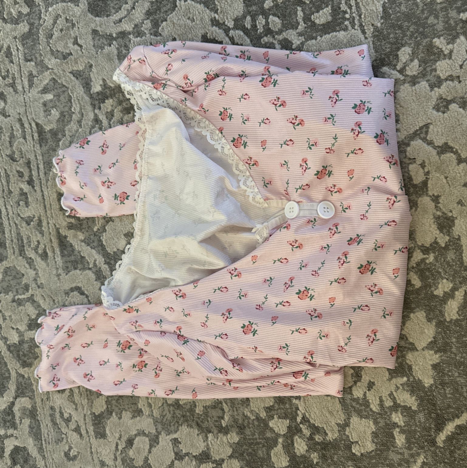 Pink Floral Long Sleeve PJ Top