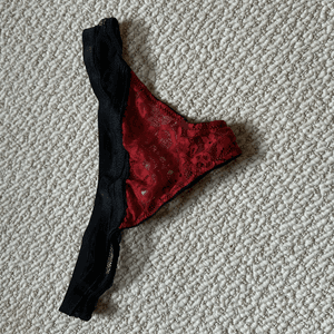 Red and Black Lace Thong