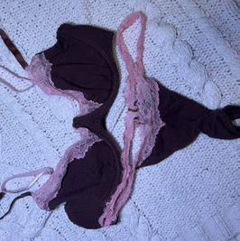 brown and pink bra and panty set
