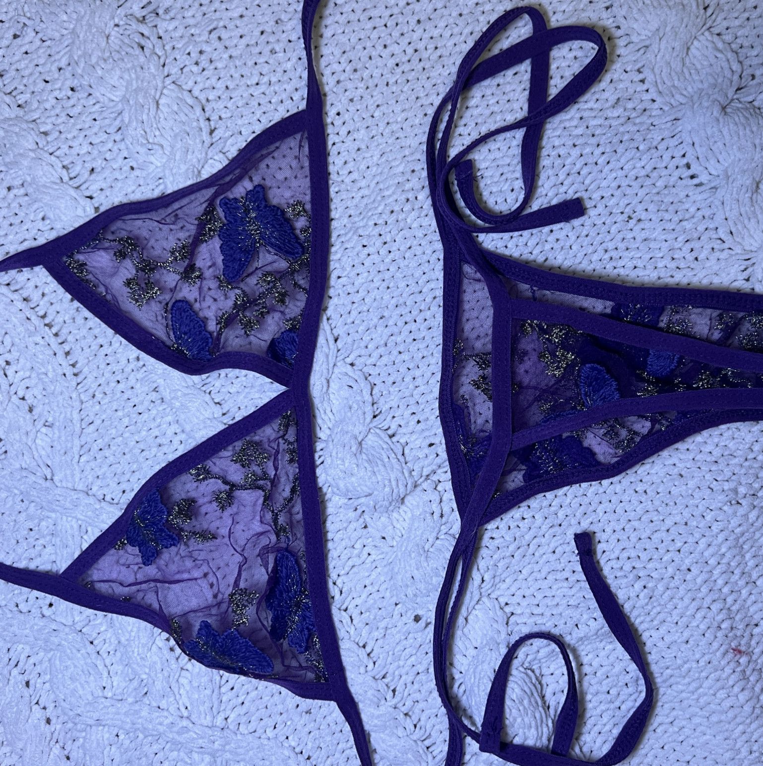 purple mesh bikini