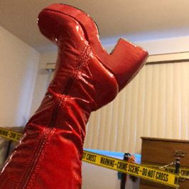 Latex Long Boots Red Free Shipping! Worn Live On Cam