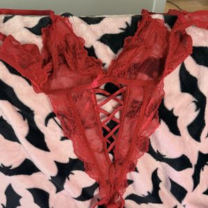 Red Lace Lingerie Bodysuit Victorias Secret