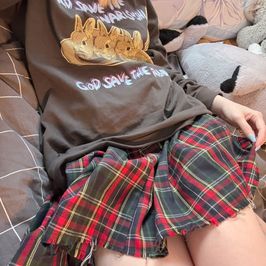 Ripped Up Plaid Skirt