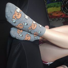 Gray Orange Octopus Ankle Socks