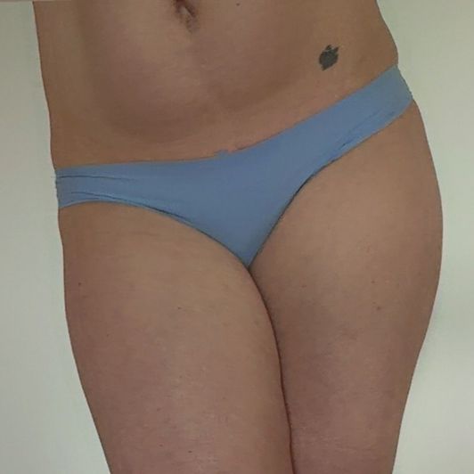 Worn blue silk and lace panties