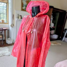 Vintage Glossy Red Raincoat