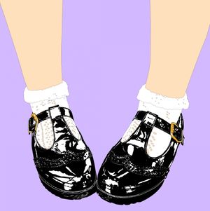 Black Purple Mary Jane A4 Print