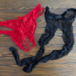 Preowned ripped fishnets and panties