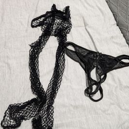 Custom ripped fishnets and crotchless panties