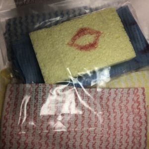 Gift Package of Used Sponges DishCloths and Rubber Gloves
