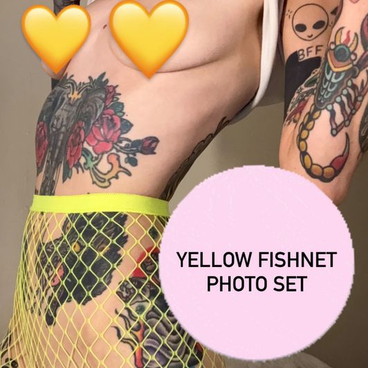 Yellow Fishnets Photo Set