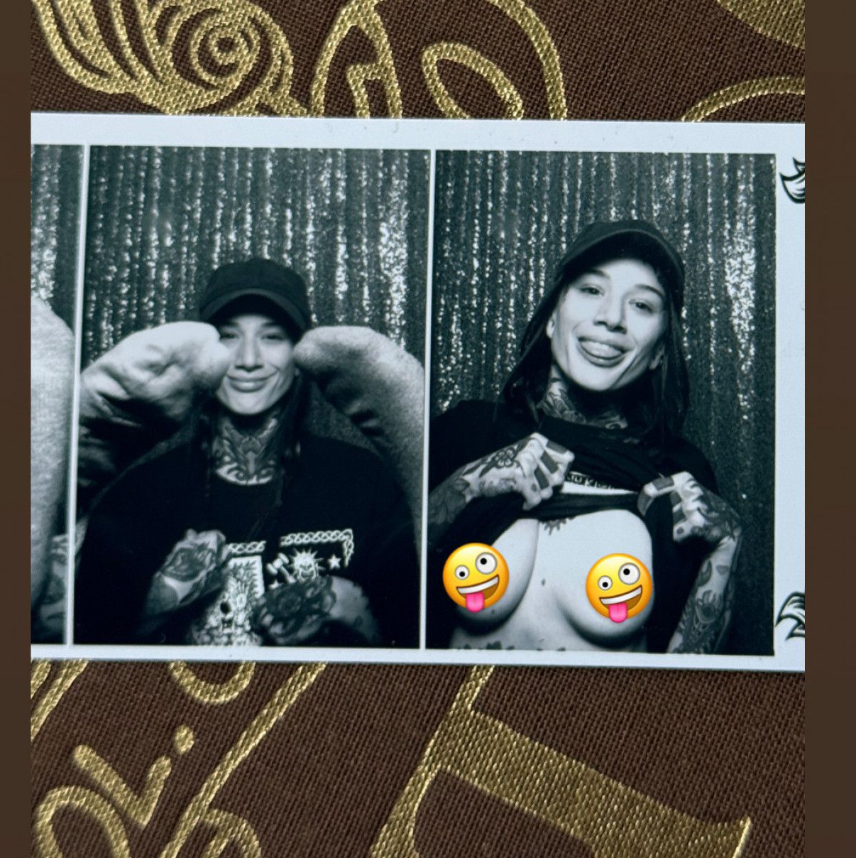 Photobooth topless sock photo strip black and white
