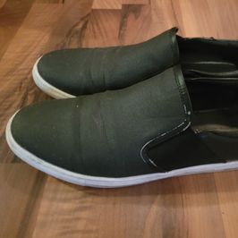 Black Moccasins with white soles