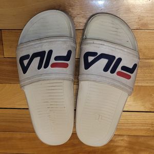 Fila White Slides