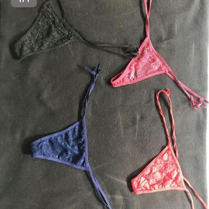 Lace panties of different colors used