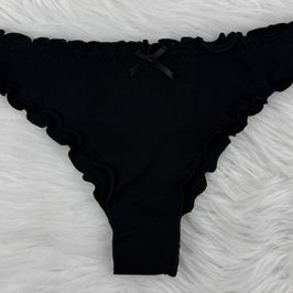 Crimped Black Thongs