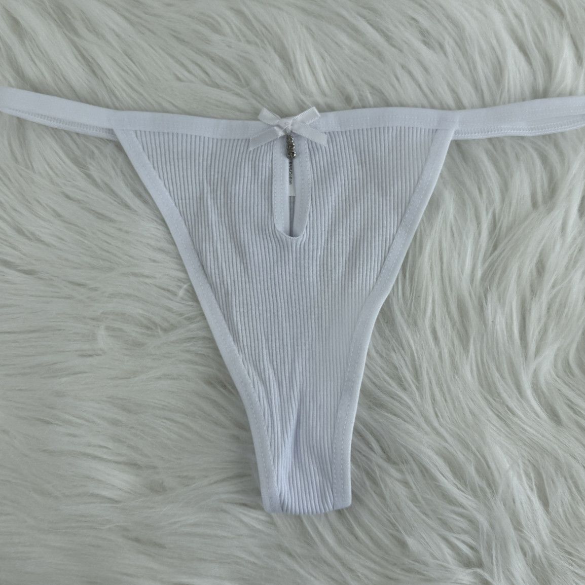 White Thongs with a Diamond Charm