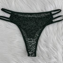 Leopard Green Thongs