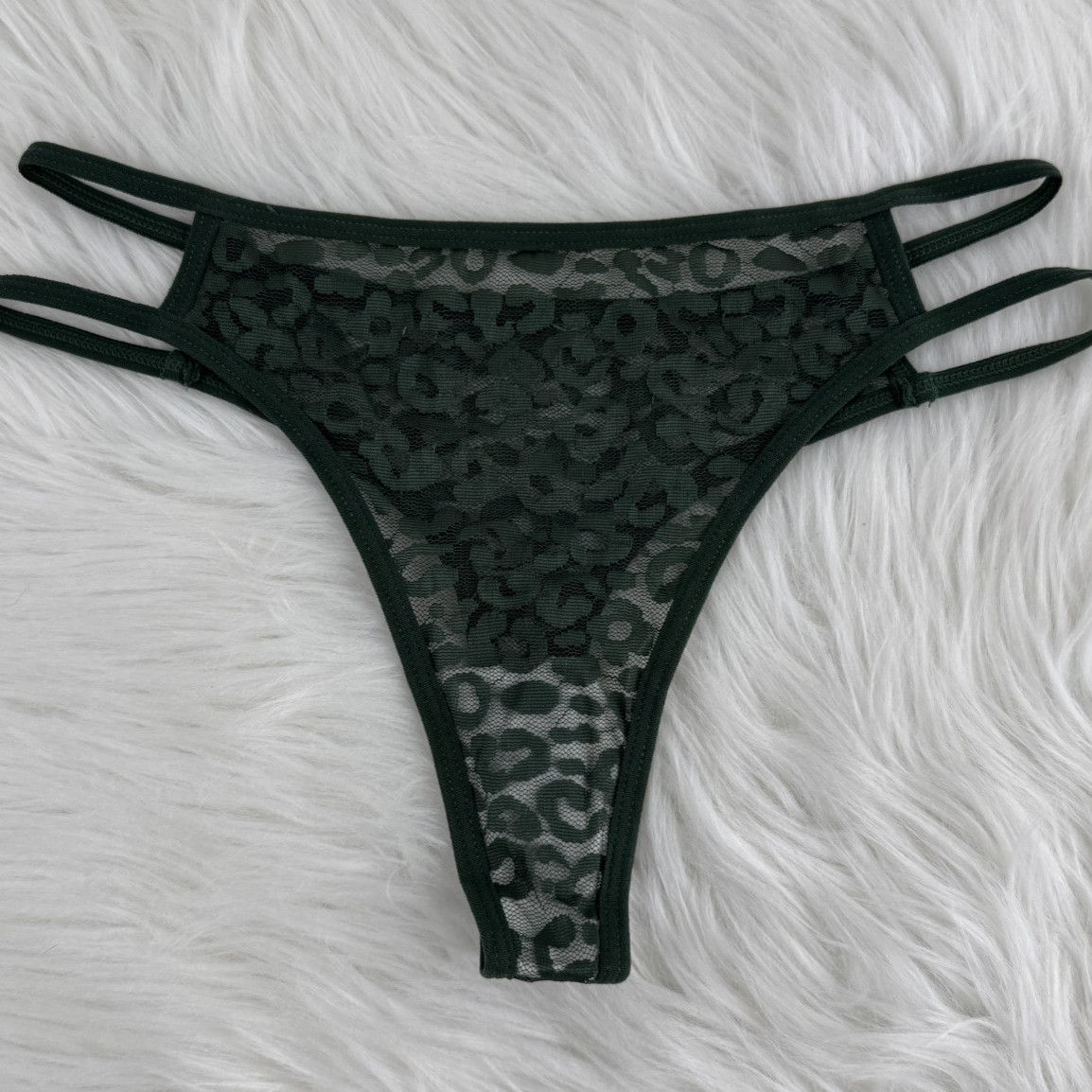 Leopard Green Thongs