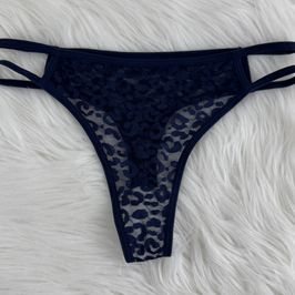 Leopard Navy Blue Thongs