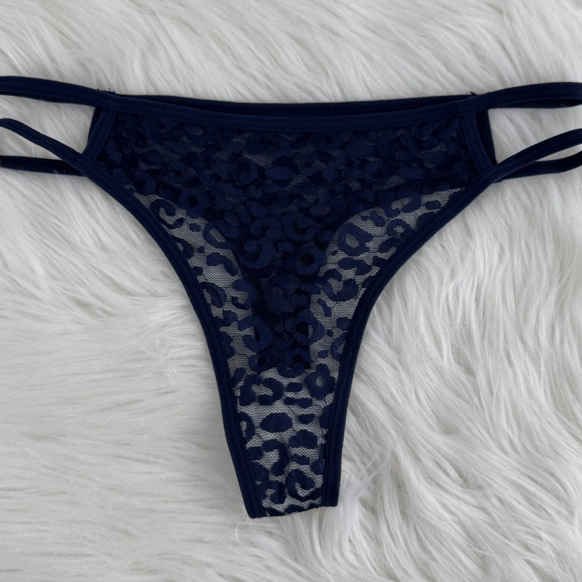 Leopard Navy Blue Thongs