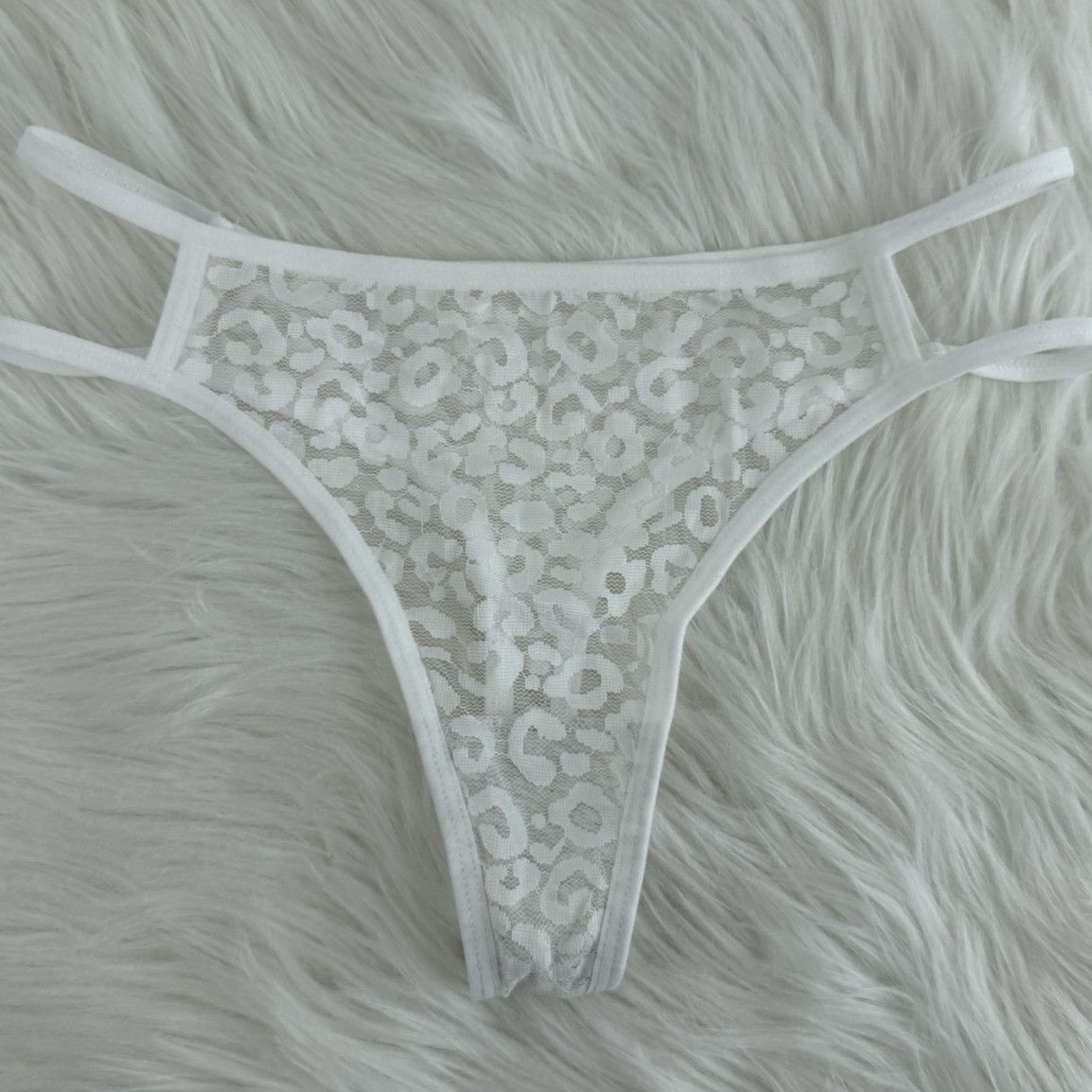 Leopard White Thongs