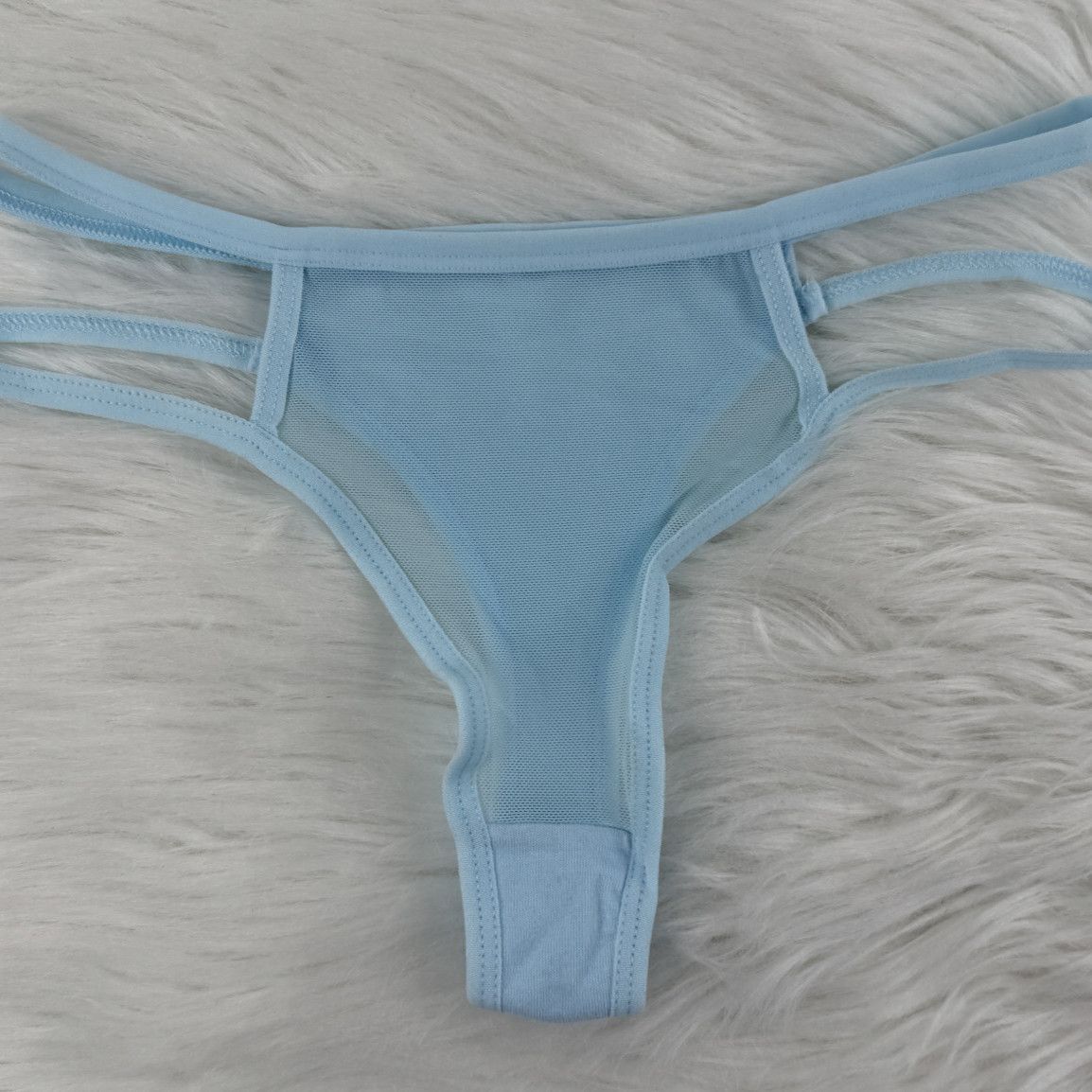 Blue Thongs with Transparent Front