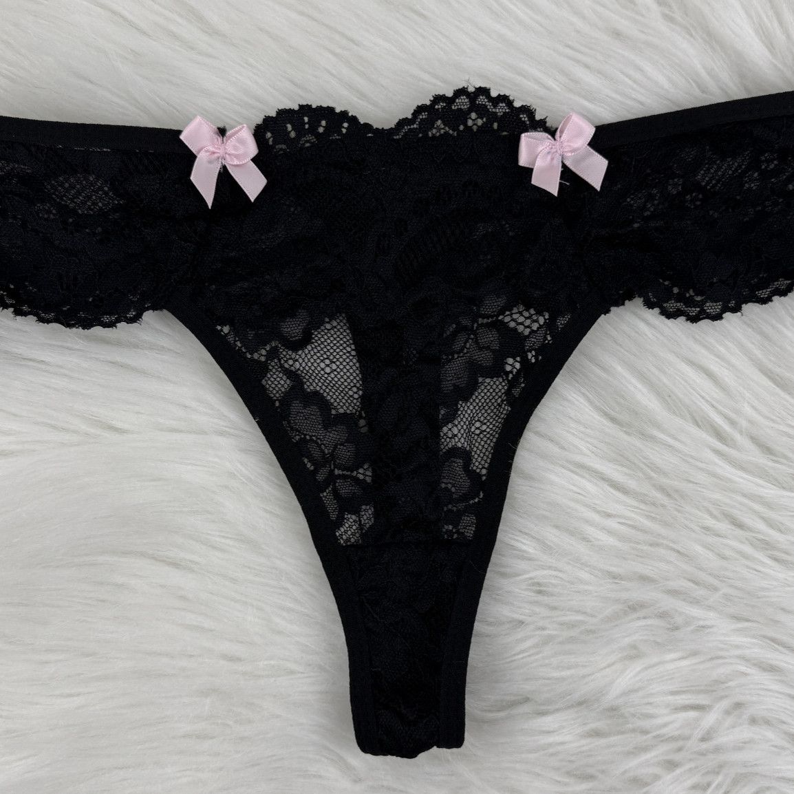 Vintage Lacy Black Thongs